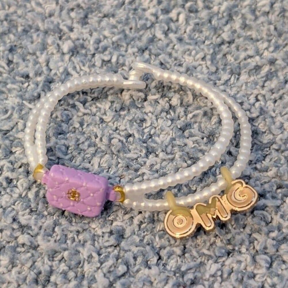 LOL Surprise Pose Belt Accessory Pearl Strand Quilted Purple Handbag Gold OMG